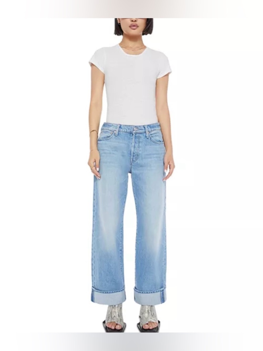 MOTHER The Dodger Button Hover Cuff Jeans in Funk N Flair Size 28 (6) NWT